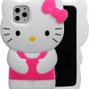 3D Lovely Cat Cartoon Animal Cover,Kids Girls Animated Shockproof Soft Funny Unique Character Cases (Hot Pink,for iPhone 12/12 Pro)