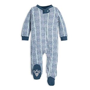 Burt's Bees Baby baby boys Sleep and Play Pjs, 100% Organic Cotton One-Piece Romper Jumpsuit Zip Front Pajamas, Watercolor Chevron, 6 Months